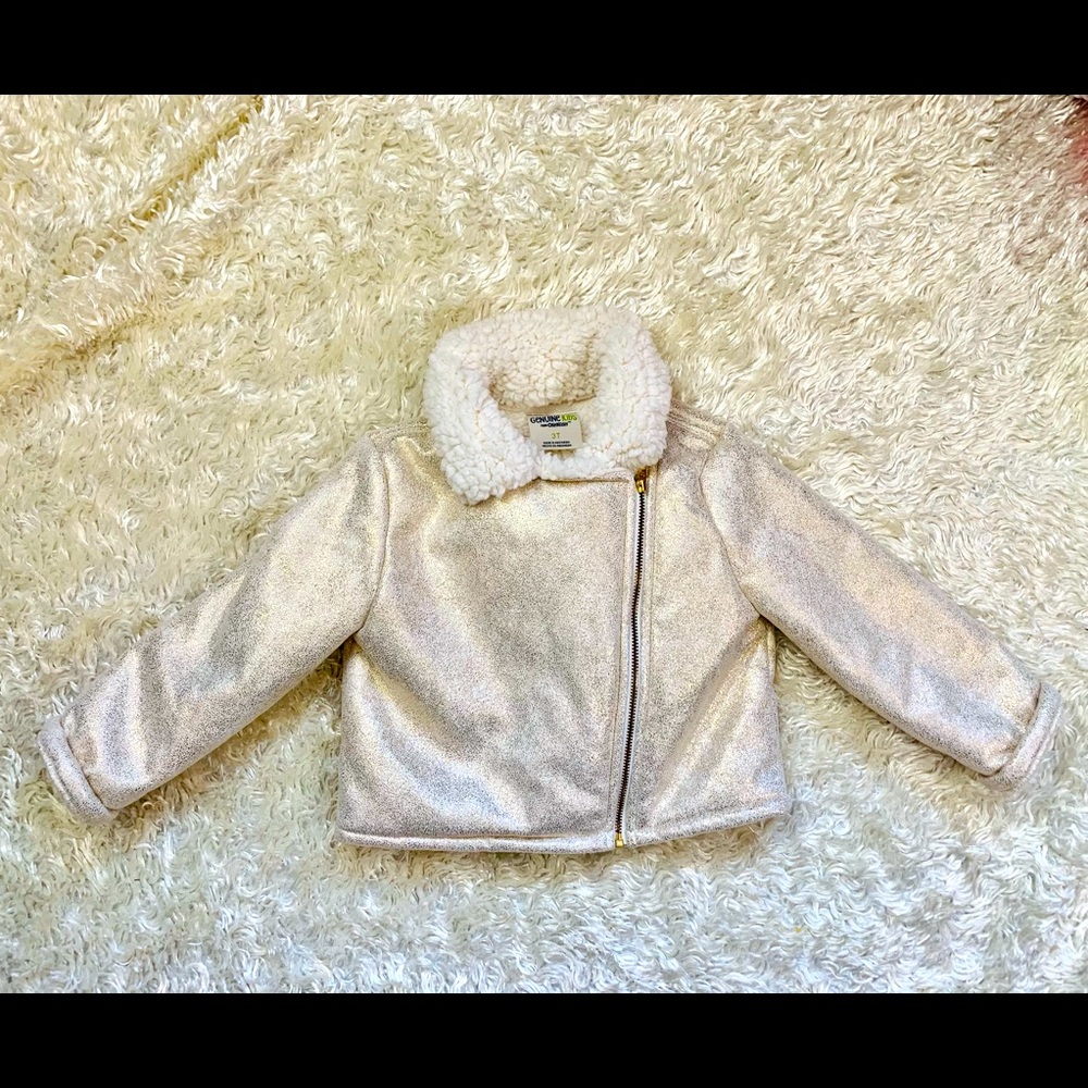Oshkosh 3T White & Gold Speckled zip up Jacket
